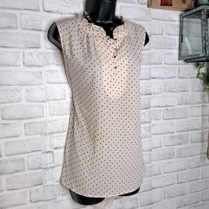 41 Hawthorn Polka Dot Ruffled Tank Top Dressy Casual Work Size Large